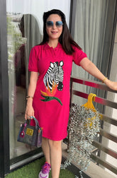 Hot pink t-shirt dress